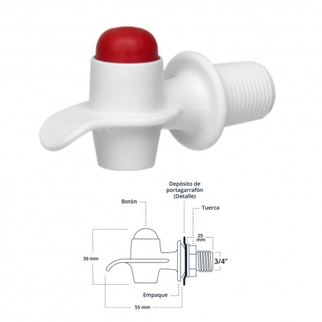 LLAVE BLANCA BOTON ROJO 3/4