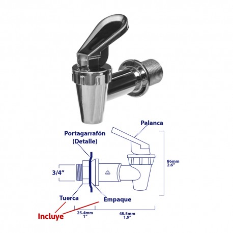 LLAVE DESPACHADOR AGUA CROMADA 3/4 A