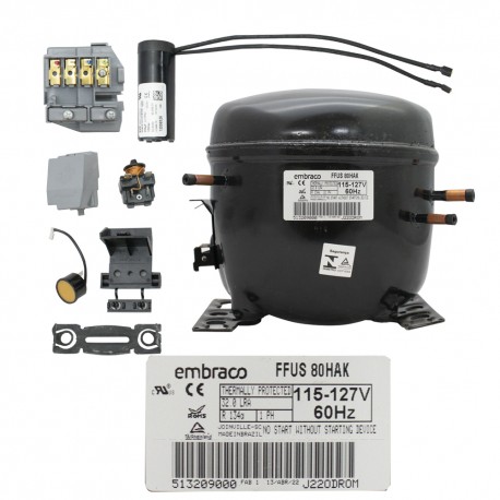 COMPRESOR 1/4 R134a 115-127V 60Hz BAJA/MEDIA PRESION DE RETORNO EMBRACO USAR EZS70HLP