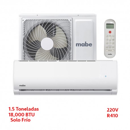 MINISPLIT 1.5 TON 220V SOLÓ FRÍO BLANCO CON DISPLAY  18000 BTU On Off  R410 MABE