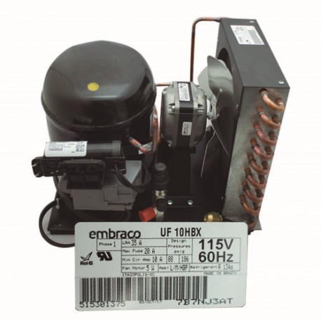 UNIDAD CONDENSADORA EMBRACO C/COMPRESOR  1/4+ HP L/MBP 115V 60HZ R4134A CON VALV/SUCCION