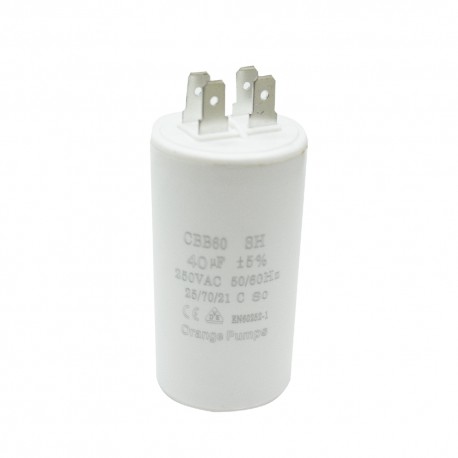 CAPACITOR 40 MF  250 VCA REDONDO PLASTICO T/CONTINUO