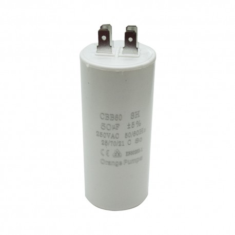 CAPACITOR 50 MF  250 VCA REDONDO PLASTICO T/CONTINUO