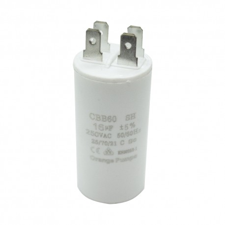 CAPACITOR 16 MF  250 VCA REDONDO PLASTICO T/CONTINUO