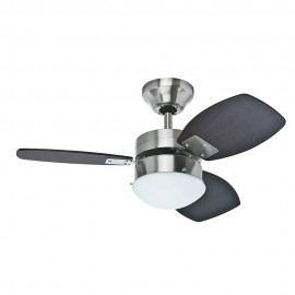 Ventilador de Techo HUNTER Sprite NICKEL CEPILLADO con Luz 30""(Revolutions) 3 aspas Cadena para ajuste de velocidades Tubo de 