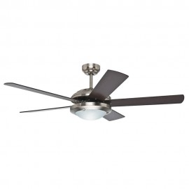 Ventilador de Techo HUNTER Solaris con Luz 52""NICKEL CEPILLADO 5 aspas Cadena para ajuste de velocidades. Motor WhisperWind® r