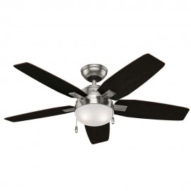 Ventilador de Techo HUNTER Antero NICKEL CEPILLADO con LED de 9W 46"" 5Aspas Cadena para ajuste de velocidades Motor WhisperWin