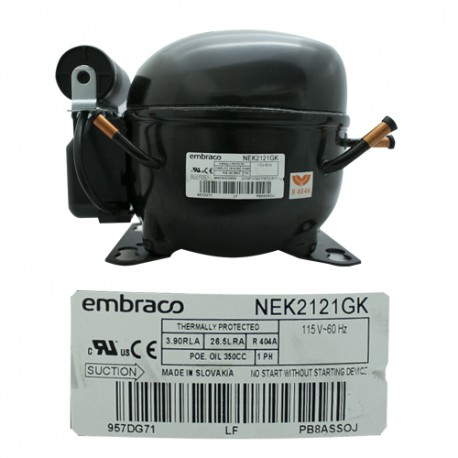 COMPRESOR 1/3  R404a 115-127V 60HZ BAJA PRESION DE OPERACION DE RETORNO EMBRACO