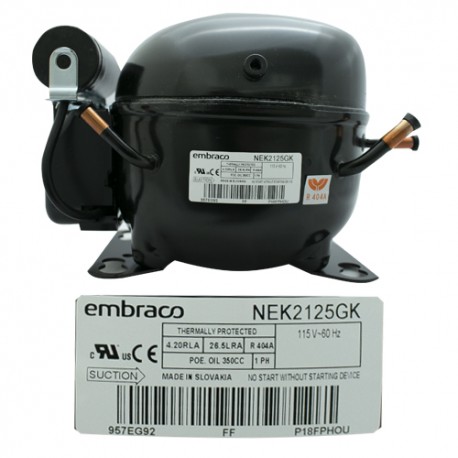 COMPRESOR 1/3+  R404a 115-127V 60HZ BAJA PRESION DE OPERACION DE RETORNO EMBRACO