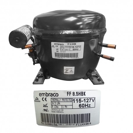 COMPRESOR 1/4 HP  R134a 115-127V 60HZ BAJA/MEDIA PRESION DE OPERACION DE RETORNO EMBRACO