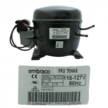 COMPRESOR 1/4L 1/4LIGERO R134a 115-127V 60Hz BAJA/MEDIA PRESION DE RETORNO EMBRACO USAR EGZ70HLP