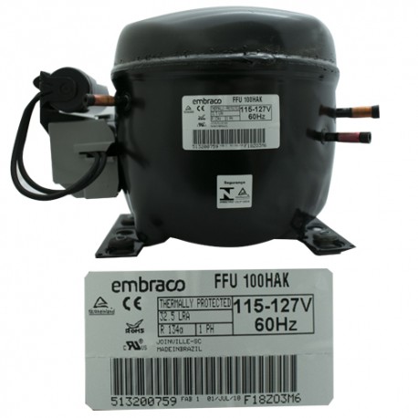 COMPRESOR 1/4  R134a 115-127 V-60 HZ BAJA/MEDIA PRESION DE OPERACION DE RETORNO FFUS100HAK1 EMBRACO
