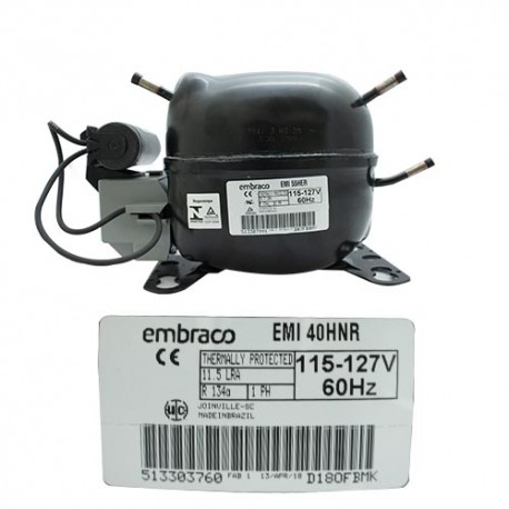 COMPRESOR 1/8 HP R134A 115-127v /60HZ 4EMI40HNR BAJA PRESIO DE RETORNO EMBRACO EMIE40HJP